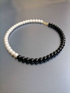 Half Black Pearl Half White Pearl Necklace Black-white Half | Etsy Half Pearl Necklace, Black Pearl Bracelet, Clay Bead Necklace, Gemstone Jewellery Design, Black Pearl Necklace, White Pearl Necklace, Bead Work Jewelry, Crystal Choker