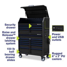 an image of a tool cabinet with instructions on how to put it in the box