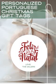 personalized portuguese christmas gift tags for the mailer and their loved ones are in this package