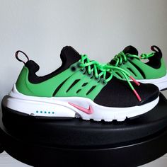 New In Box, 100% Authentic, Firm Price! Originally Called A T-Shirt For Feet Back In 2000, The Nike Presto Has Become An Icon In The Sneaker World. Designed For Comfort With An Easy Slip-In Design And A Plastic Cage For Stability, They're Built For Play, Adventure And Everything In Between. Black/White/Green Strike/Hyper Pink; Youth Size 6y = Women's Size 7.5 Casual Green Running Shoes For Training, Sporty Green Sneakers For Training, Green Training Sneakers With Laces, Green Sporty Custom Sneakers For Sports, Sporty Green Custom Sneakers For Sports, Custom Green Nike Sneakers With Breathable Material, Nike Custom Green Breathable Sneakers, Sporty Green Custom Sneakers For Light Sports, Green Custom Sporty Sneakers For Running