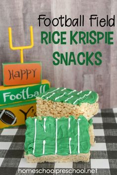 two rice krispie snacks stacked on top of each other with the words happy st patrick's day