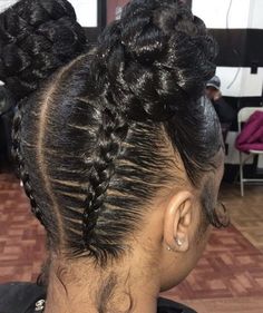 Natural Braided Bun Hairstyles, Broken Record, Kid Hair, Cheer Hair, Feed In Braids Hairstyles, Quick Natural Hair Styles, Twist Braid Hairstyles