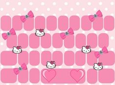 hello kitty wallpaper with hearts and bows on pink background for the iphone or ipad