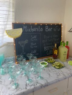 Margherita bar 
Birthday party decor 
Birthday party bar 
Party bar decor 
Party decor 
Chalkboard Margarita Table Party Ideas, Margaritas For A Party, Margarita Party Ideas Birthday, Marg Bar Party, Margarita For Party, Birthday Bar Ideas Alcohol, Moms And Margaritas Party, Taco Themed Housewarming Party, Margarita Bar Decor