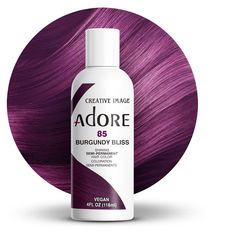 Pack of 1 Adore Hair Color - please verify color name in the Product Title Transform your hair with the vibrant and long-lasting hues of Creative Image Adore Semi-Permanent Hair Color. This innovative hair dye is designed to infuse each strand with rich, radiant color while maintaining the health and integrity of your hair. Free from harsh chemicals like ammonia, peroxide, and alcohol, Adore provides a gentle yet effective coloring experience that leaves your hair feeling soft, silky, and full of life. Adore’s unique formula is enriched with natural ingredients that nourish and condition your hair, ensuring that it remains healthy and vibrant. The semi-permanent nature of the dye means that it gradually fades over time, allowing you to experiment with different shades without the long-term Burgundy Plum Hair Color, Orchid Hair Color, Adore Hair Color, Raspberry Hair Color, Deep Purple Hair, Adore Hair Dye, Raspberry Hair, Burgundy Hair Dye, Hair Color Plum