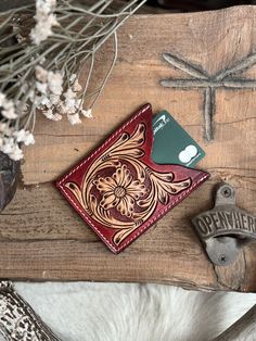 American Darling Tooled Leather Card Holder $ 24.99 USD or 4 interest-free payments of $ 6.25 USD with Sezzle Leather Card Holder, Tooled Leather, Card Holder Leather, Accessories Rings, Leather Bags, Western Style, Leather Tooling