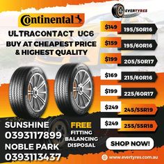 an advertisement for tires with prices on them