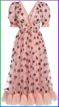 a pink dress with strawberries on it