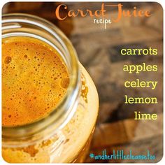 carrots apples celery lemon lime recipe in a jar with text overlay