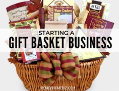 a basket with the words starting a gift basket business