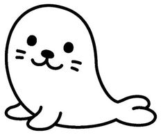 a cartoon seal animal with its eyes closed