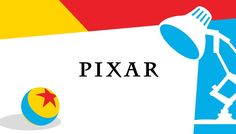 the pixar logo is shown next to a colorful background with a lamp and ball