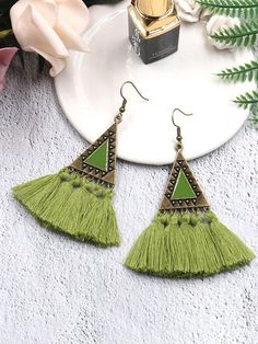 Sku CY-!21632 Material Alloy Occasion Going out , Casual , Vacation , Statement , Bohemia Seasons Spring , Summer , Autumn , Winter Type Earrings Accessories Color ARMY GREEN,RED,COFFEE,BLACK,BLUE Size Chart: Please consult the size chart we provide for this item's measurements to help you decide which size to buy. Please note: There may be 1-3cm differ due to manual measurement. Boho Yarn, Tassels Earrings, Pink Tourmaline Crystal, 14k Gold Hoop Earrings, Winter Typ, Engraved Flower, Red Coffee, Casual Earrings, Tassels Decor