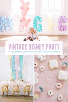 Disney World Birthday Party Ideas, Disney World Party Ideas, Disney 4th Birthday, Vintage Disney Theme Party, Disney 1st Birthday Party, Disney Pastel Party, Disney Baby Birthday Party, Disney Birthday Party Girl, Pastel Disney Birthday Party