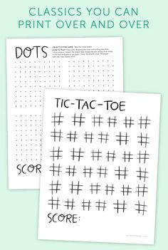 two printable tic - tac toe worksheets for kids to practice their handwriting