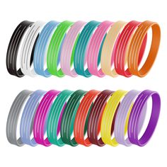 PRICES MAY VARY. 【What You Get】: You will get 20 pieces of laser engraved lines unisex silicone wristbands in 20 different bright colors and each style has 1 piece, sufficient quantity for your daily wearing and replacement, exercise, party, competition, school activity and other use. 【Size】: Width: 0.47 inch/12 mm, thickness: 0.08 inches /2 mm. Circumferences : 7.95 inch/202mm. Our unisex silicone bracelets are suitable for adults, men, women, and teens. 【Silicone Material】: Made of soft silico School Activity, Sports Party, Wristband Bracelet, Skin Allergies, Party Events, Silicone Bracelets, Color Lines, Wristbands, Silicone Material