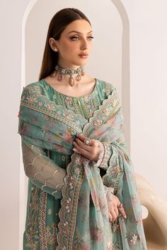 Embroidered Chiffon Shirt Embroidered And Printed Organza Dupatta Raw Silk Trouser Dyed Inner (Attached) Anarkali Organza Blouse With Floral Embroidery, Embroidered Georgette Blouse For Eid, Eid Embroidered Georgette Blouse, Eid Georgette Blouse With Floral Embroidery, Elegant Multicolor Embroidered Organza Dupatta, Designer Floral Embroidered Organza Dupatta, Eid Floral Embroidered Organza Dupatta, Semi-stitched Embroidered Raw Silk Fabric With Sheer Dupatta, Bohemian Semi-stitched Organza Dupatta