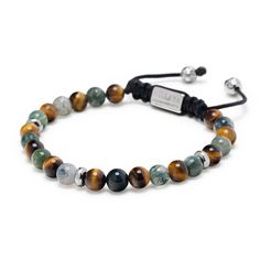 Strung by hand in our LA studio from beautiful Aquatic Agate and Brown tiger Eye and adorned with small stainless steel beads, this bracelet will add a fun touch to your everyday look. Wear it stacked with other bracelets or alongside a watch.  Please note that all our pieces are crafted by hand and one-of-a-kind, and may therefore vary slightly in size, shape, and color. Nialaya Jewelry Care Instructions  Avoid direct contact with perfume, body lotions, hair spray and other chemicals Remove you Clean Jewelry, Brown Tiger, Brown Tiger Eye, Jewellery Box Making, Body Lotions, Jewelry Care Instructions, Boho Luxe, Hair Spray, Mens Beaded Bracelets