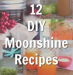 twelve diy moonshine recipes with text overlay