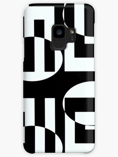 a black and white phone case with an abstract design