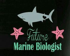 a sticker that says, future marine biologist with starfishs on it