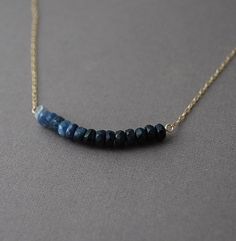 Real Blue Sapphire Beaded Necklace Gold or Silver by JENNYandJUDE Dainty Blue Rondelle Jewelry, Minimalist Single Strand Blue Jewelry, Blue Jewelry With Tiny Beads For Everyday, Dainty Blue Faceted Necklace, Minimalist Blue Single Strand Jewelry, Minimalist Blue Jewelry With Tiny Beads, Everyday Blue Jewelry With Tiny Beads, Everyday Blue Sapphire Jewelry, Blue Faceted Everyday Necklace