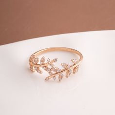 14K 18K Real Gold Leaf Ring, Minimalist Engagement Ring, Elegant Leaf Stacking Ring, Dainty Olive Leaf Ring is a Perfect Gift Idea for Her 📘 D E T A I L S * Solid Gold (real gold, no gold-filled or no gold plated material) * Karat: 14 K (585), 18K (750) * Gold color: Yellow, rose, and white * Ring width: 9mm 🎁 P A C K A G I N G * All items are nicely packaged ready to gift in jewelry boxes. * You can add the text that you want to be written on the gift card when you are ordering. ✉️ C U S T O Engagement Ring Elegant, Leaf Jewellery, Leaf Rings, Gold Leaf Ring, Rose Gold Anklet, Olive Leaf Ring, Gold Leaf Rings, Ring Elegant, Branch Ring