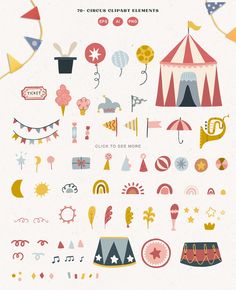 an image of circus elements in adobe and photoshopped to be used on the web