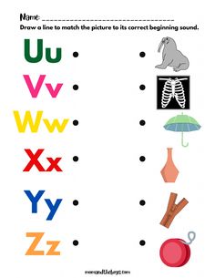 the letter u worksheet with pictures and letters