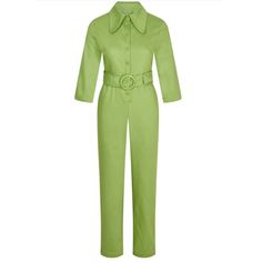 House Of Sunny Golden Green Coveralls- Brand New! Never Worn. Nice Bright Green. It Also Has A Little Pocket On The Belt That Snaps Shut. Size Us 4 (Uk 8) 70s Chic, Cowgirl Jeans, Leopard Pants, Evening Jumpsuit, House Of Sunny, Party Pants, Oversized Collar, Green Jumpsuit, Golden Years