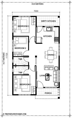 the floor plan for a small house with two bedroom and living room in one area