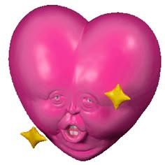 a pink heart shaped balloon with a yellow star sticking out of it's side