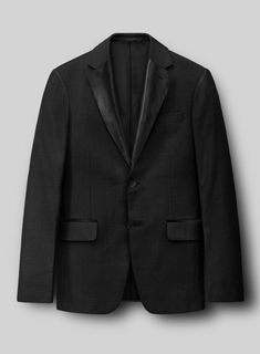 Amp up your wardrobe with our Napolean Stretch Black Wool Tuxedo Suit which renders quite a bold impression. Tailored with a blend of wool and lycra, the suit embodies confident styling. The super 140's give an extra luxurious look and comfort and are especially suited for winter days. So plan this ensemble for your perfect and successful day out. 
 
Featuring satin lapel, matching satin covered buttons and gentle texture at its surface, our tuxedo is a subtle fashion-forward take on a tradition Subtle Fashion, Grey Wool Suit, Blue Linen Shirt, Brown Corduroy Jacket, Cashmere Jacket, Tuxedo Shirts, Tweed Suits, Black Tuxedo, Tuxedo Suit