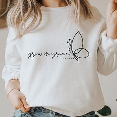 Cute Shirts Png, Personalized Sweater, Grow In Grace, Couple Outfits, Christian Clothing, Christian Shirts, Country Outfits