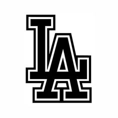 the los angeles dodgers logo is shown in black and white, with letters that appear to be