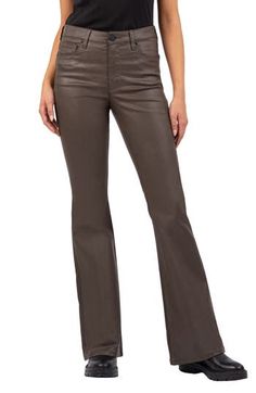 Easy to style up or down, these dramatic jeans feature full-length flared legs, a leather-like matte coating and Fab Ab shaping pockets that flatten and smooth. 33" inseam; 21" leg opening; 10 1/2" front rise; 14 1/2" back rise (size 8) 59% modal, 39% polyester, 2% Lycra® spandex Machine wash, tumble dry Imported High Waist Flare Jeans, Size 00, Jeans Pants, Bottoms Pants, Flare Jeans, Womens Bottoms, Full Length, High Waist, Nordstrom