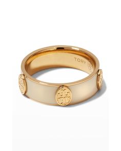 Tory Burch ring Brass and enamel Signature double-T logo Imported Tory Burch Ring, Jewelry Preppy, Resort Jewelry, Proposal Rings, Preppy Accessories, Beachy Jewelry