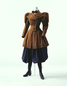 Cycling Ensemble  c.1895 1800s Clothing, Fashion History Timeline, 1899 Fashion, Steampunk Ideas, 1890s Fashion, Textile Inspiration, Twelfth Night, 19th Century Fashion, Period Outfit