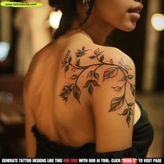 the back of a woman's shoulder with leaves on it