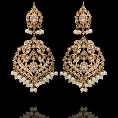 Ornate Kundan Gold Earrings, Luxury Bollywood Kundan Chandelier Earrings, Luxury Traditional Kundan Chandelier Earrings, Ornate Gold Kundan Earrings, Luxury Gold Victorian Chandelier Earrings, Unique Gift Cards, Heritage Jewellery, Jewellery Indian, Big House