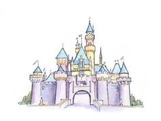 a drawing of a castle with lots of turrets