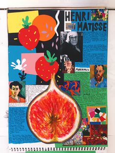 a collage of pictures and words on a piece of paper with tomatoes, tomatos, and other things