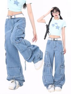 Age: 18-24 years old Size: S M L XL Fabric classification: denim Waist type: High waist Process: Wash Color classification: blue pink Pants placket: Zipper Ingredient content: 96% and above Applicable season: All seasons Year Season: Fall 2023 Thickness: Regular Trouser length: Long pants Style: Cargo pants Color: Light Gothic Fashion Casual, Overalls Jeans, Jeans Female, Style Cargo Pants, Street Punk, Street Jeans, Y2k Punk, Loose Fashion, Style Cargo