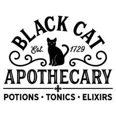 the logo for black cat apothecary and potions tonics - eliirs