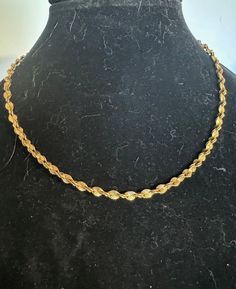 Gold toned chain necklace with a sturdy clasp and ready for wear measuring 16" from end to end Formal Gold Rope Chain Link Necklace, Gold Chain Choker Necklace For Formal Occasions, Metal Rope Chain Necklace, Formal Link Necklace With Lobster Clasp, Formal Necklace With Lobster Clasp And Snake Chain, Formal Snake Chain Necklace With Lobster Clasp, Formal Link Chain Necklace With Lobster Clasp, Formal Chain Necklace With Lobster Clasp, Vintage Gold Chain Choker Necklace