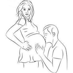 a pregnant woman is holding her husband's belly