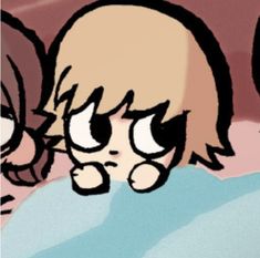 an animated image of two people in bed with one looking at the camera and the other frowning