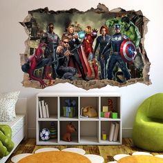 the avengers wall sticker is in an empty room