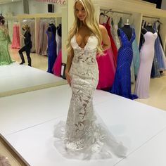 Jovani Brand New Dress, Never Worn Size 2. No Alterations Were Done To It White Gown For Gala, White Lace Dresses For Gala, White Lace Gown For Gala, White Gala Gown, White V-neck Gala Dress, Jovani Dresses, 2 Colours, Limited Time, New Dress