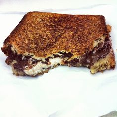 a grilled cheese sandwich with chocolate filling